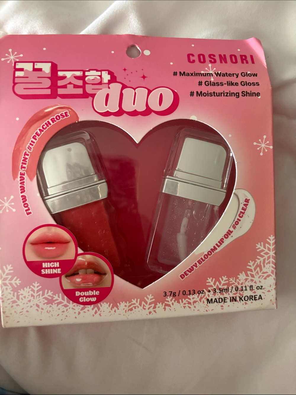 Duo Lip Gloss & Tint Set — Peach Rose Red and Clear